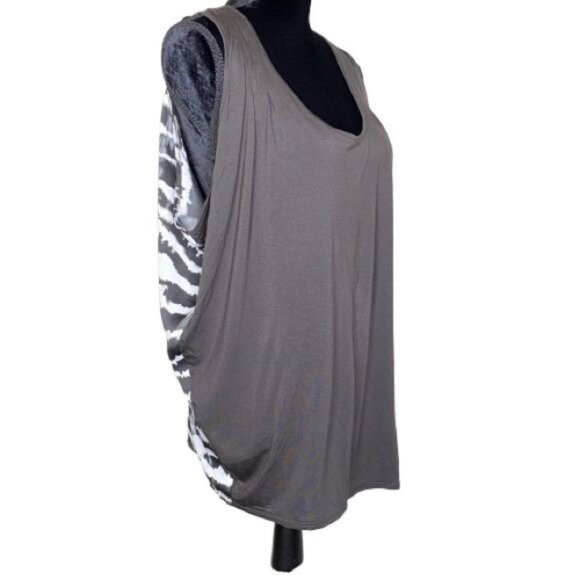 Guess Flowy Draped Sleeveless Animal Print Relaxed Fit Blouse Size L Sheer - Picture 5 of 7